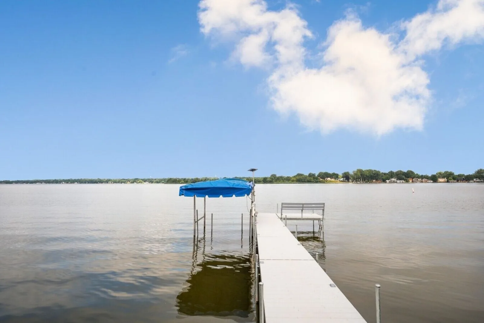 The private pier stretching into Pistakee Lake
